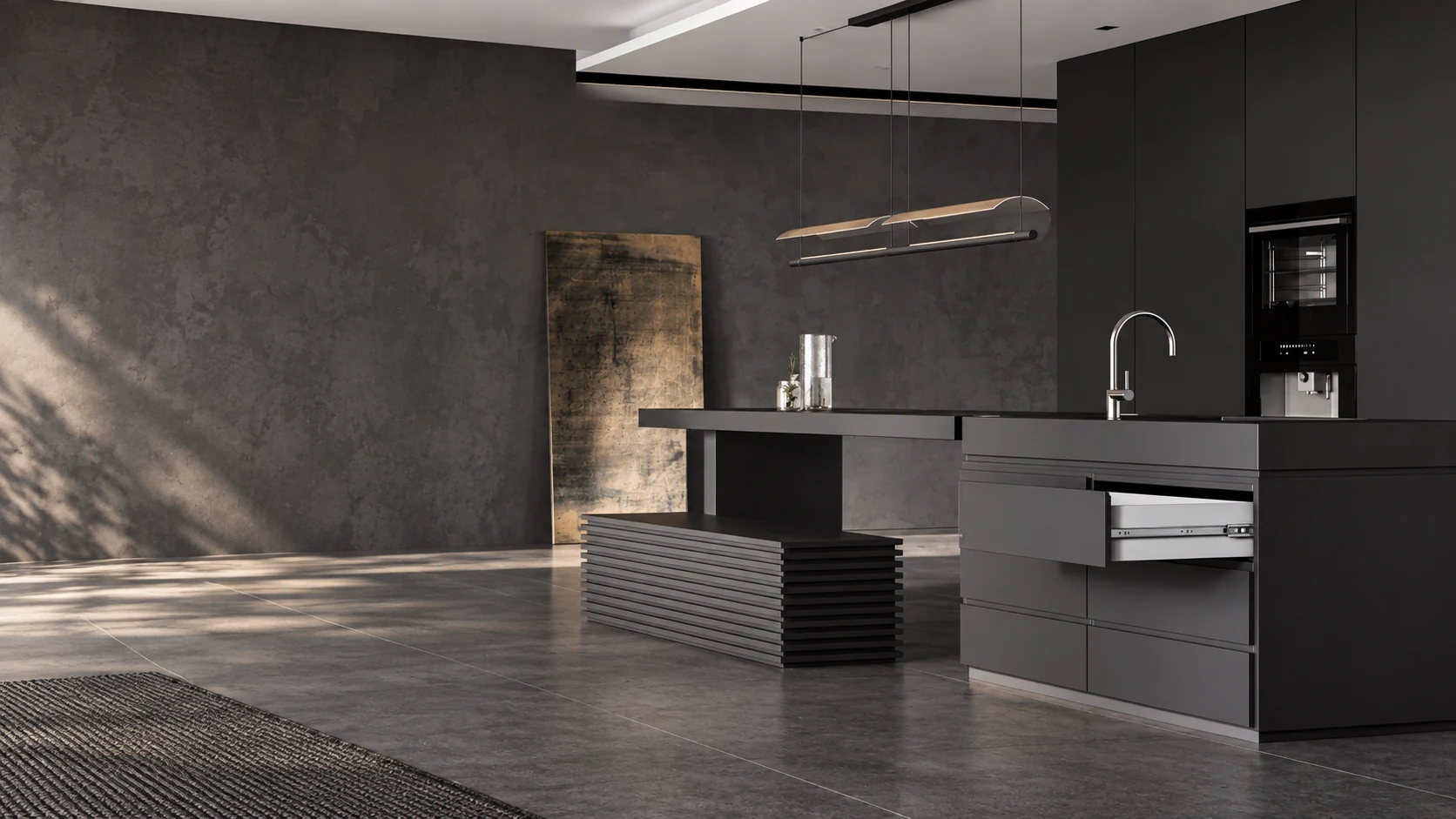 Drawer slide in a modern kitchen