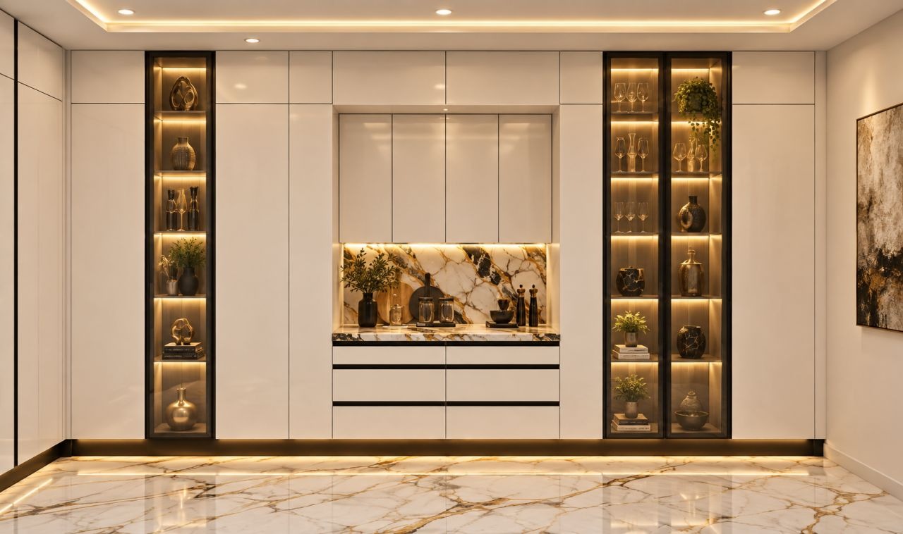 Aluminium-frame glass display cabinet application