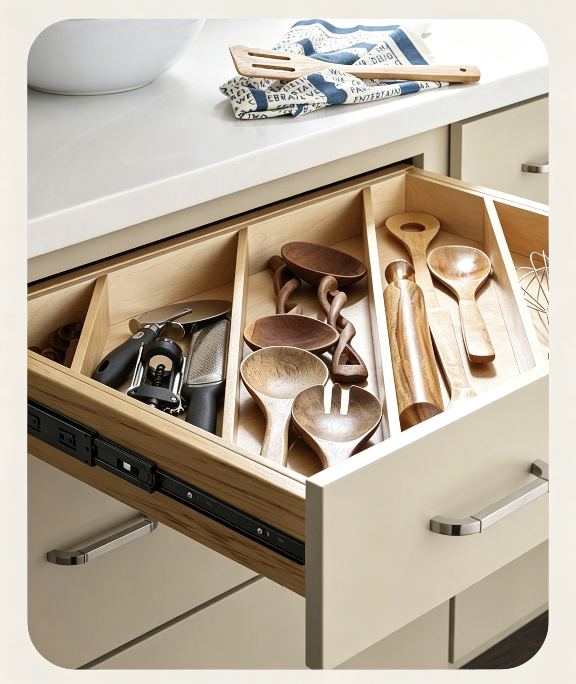 Illustrative kitchen drawer installation.